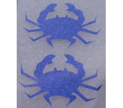 2 Buegelpailletten Krabben hologramm blau